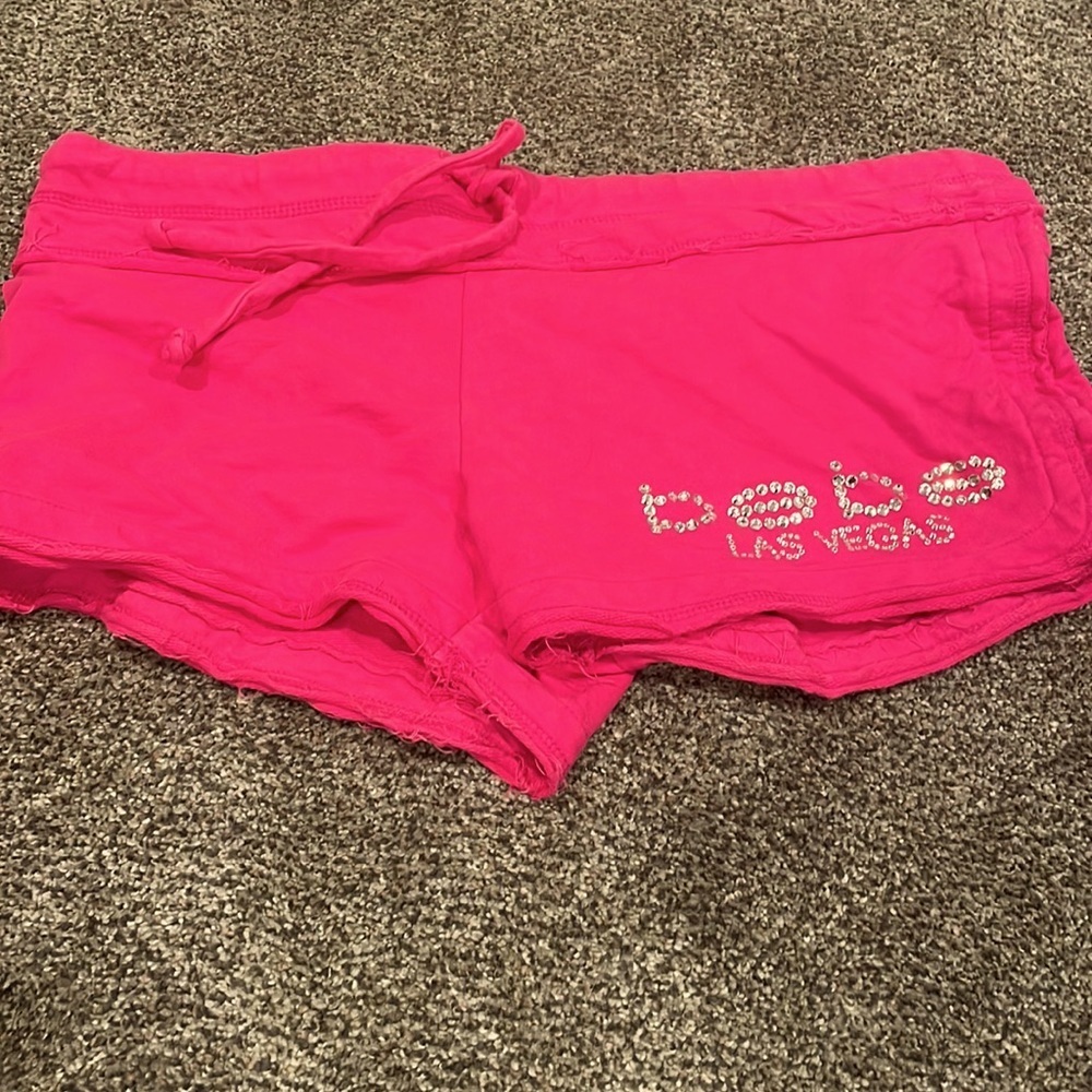 💜Bright Pink Bebe Las Vegas Souvenir Shorts Large